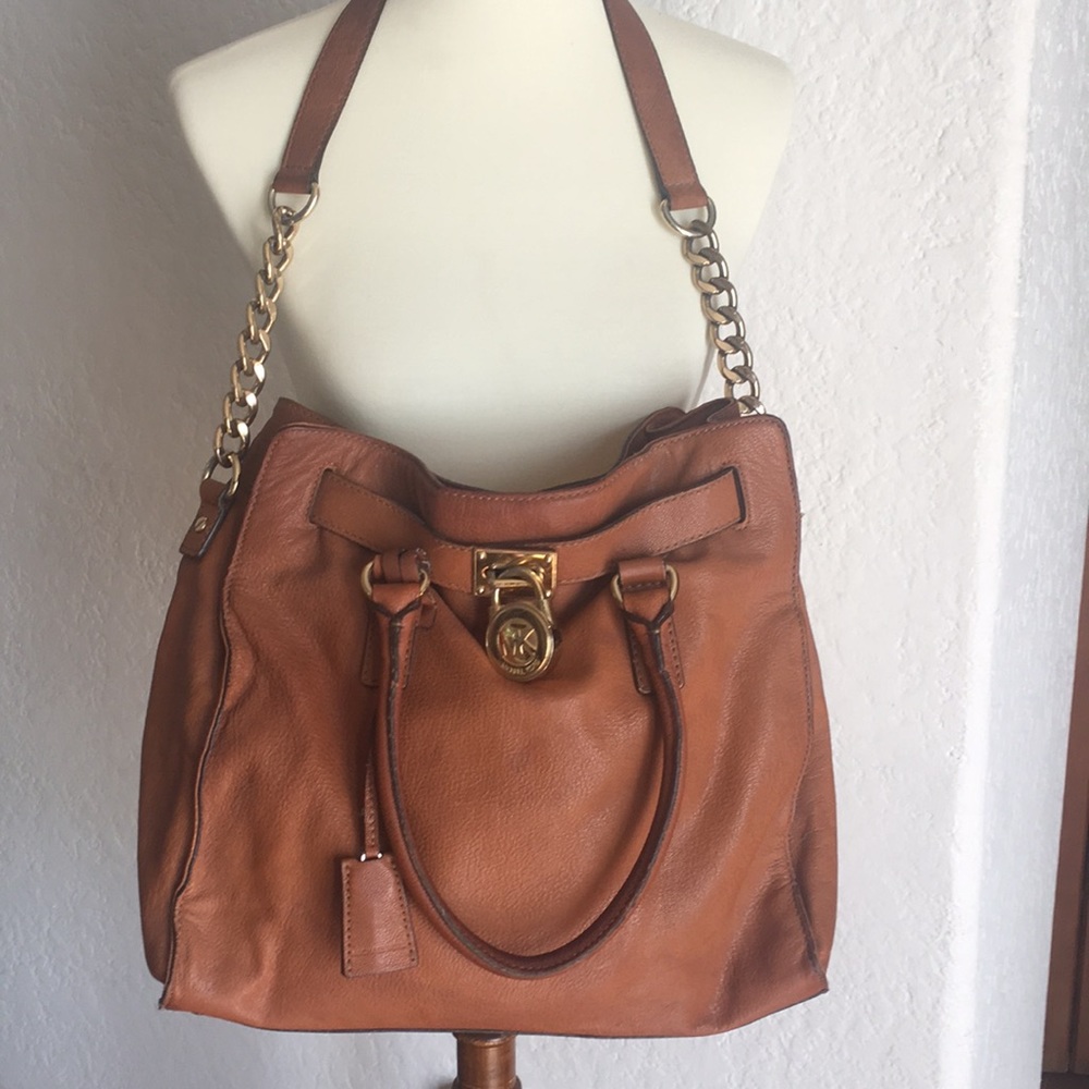 MICHAEL KORS Leather Handbag, brown saddle color